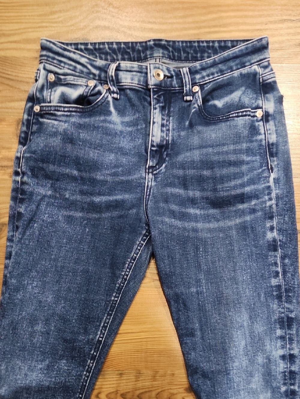 Rag & Bone Frayed Hem Acid Wash Stretch Jeans 26 Rich Mom Norm Slub Weekend Blue - Picture 3 of 7